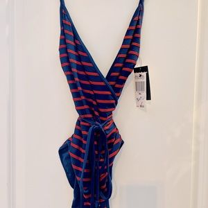 NWT Marc Jacobs Wrap One Piece Swimsuit 🐊 Gator Colors 🧡💙
